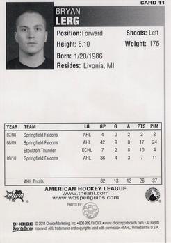2010-11 Choice Wilkes-Barre/Scranton Penguins (AHL) #11 Bryan Lerg Back