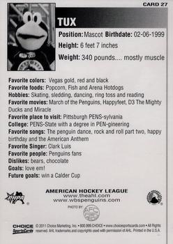 2010-11 Choice Wilkes-Barre/Scranton Penguins (AHL) #27 Tux Back
