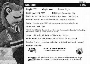 2010-11 Choice Worcester Sharks (AHL) #24 Finz Back