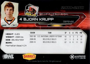2010-11 Extreme Belleville Bulls (OHL) #2 Bjorn Krupp Back