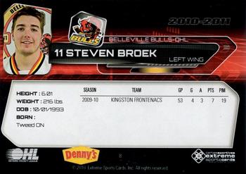 2010-11 Extreme Belleville Bulls (OHL) #8 Steven Broek Back