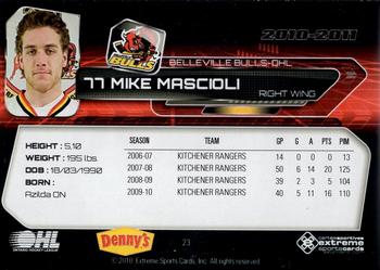 2010-11 Extreme Belleville Bulls (OHL) #23 Mike Mascioli Back