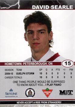 2010-11 M&T Printing Guelph Storm (OHL) #A-08 David Searle Back