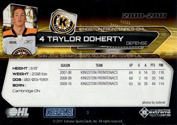 2010-11 Extreme Kingston Frontenacs (OHL) #3 Taylor Doherty Back