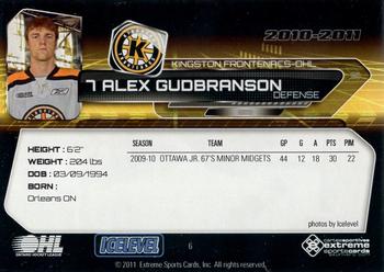2010-11 Extreme Kingston Frontenacs (OHL) #6 Alex Gudbranson Back