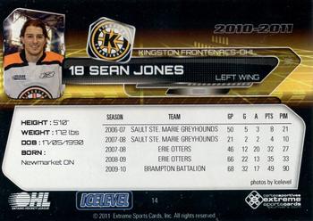 2010-11 Extreme Kingston Frontenacs (OHL) #14 Sean Jones Back