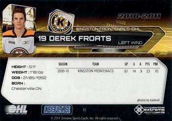 2010-11 Extreme Kingston Frontenacs (OHL) #15 Derek Froats Back