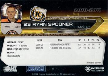2010-11 Extreme Kingston Frontenacs (OHL) #19 Ryan Spooner Back
