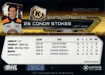 2010-11 Extreme Kingston Frontenacs (OHL) #21 Conor Stokes Back
