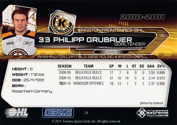 2010-11 Extreme Kingston Frontenacs (OHL) #24 Philipp Grubauer Back