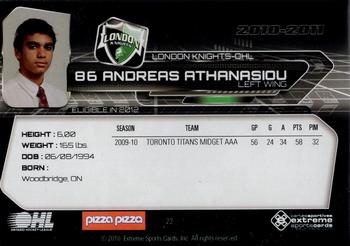 2010-11 Extreme London Knights OHL #22 Andreas Athanasiou Back
