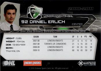 2010-11 Extreme London Knights OHL #23 Daniel Erlich Back