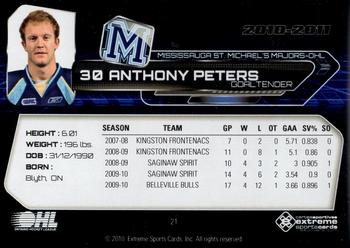2010-11 Extreme Mississauga St. Michael's Majors (OHL) #21 Anthony Peters Back