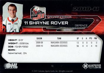 2010-11 Extreme Niagara IceDogs OHL #10 Shayne Rover Back