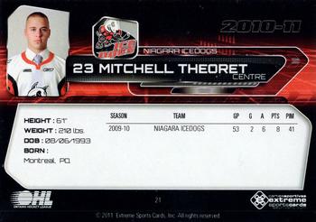 2010-11 Extreme Niagara IceDogs OHL #21 Mitchell Theoret Back