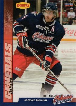 2010-11 Denny's Oshawa Generals (OHL) #3 Scott Valentine Front