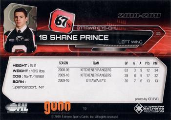 2010-11 Extreme Ottawa 67's OHL #10 Shane Prince Back