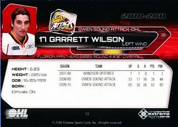 2010-11 Extreme Owen Sound Attack OHL #14 Garrett Wilson Back