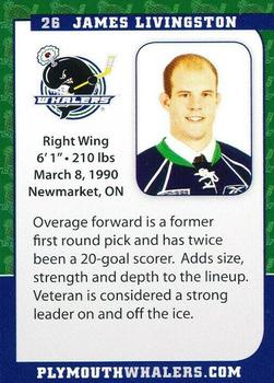 2010-11 Plymouth Whalers (OHL) #25 James Livingston Back