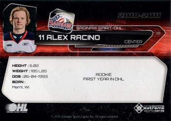 2010-11 Extreme Saginaw Spirit (OHL) #7 Alex Racino Back