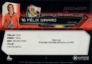 2010-11 Extreme Baie Comeau Drakkar (QMJHL) #10 Felix Girard Back