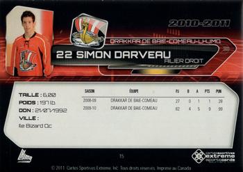2010-11 Extreme Baie Comeau Drakkar (QMJHL) #15 Simon Darveau Back