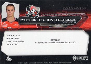 2010-11 Extreme Drummondville Voltigeurs (QMJHL) #15 Charles-David Beaudoin Back