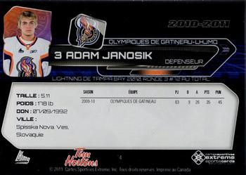2010-11 Extreme Gatineau Olympiques (QMJHL) #4 Adam Janosik Back