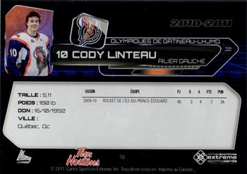 2010-11 Extreme Gatineau Olympiques (QMJHL) #10 Cody Linteau Back