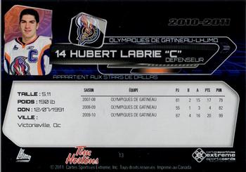 2010-11 Extreme Gatineau Olympiques (QMJHL) #13 Hubert Labrie Back