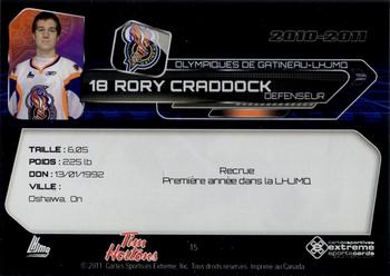 2010-11 Extreme Gatineau Olympiques (QMJHL) #15 Rory Craddock Back
