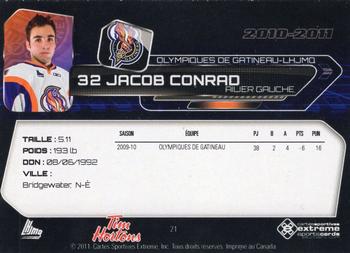 2010-11 Extreme Gatineau Olympiques (QMJHL) #21 Jacob Conrad Back