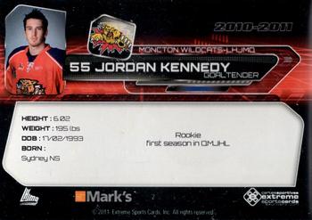 2010-11 Extreme Moncton Wildcats QMJHL #2 Jordan Kennedy Back