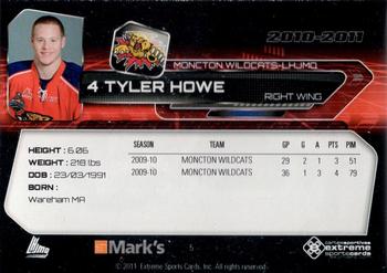 2010-11 Extreme Moncton Wildcats QMJHL #5 Tyler Howe Back