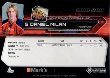 2010-11 Extreme Moncton Wildcats QMJHL #6 Daniel Milan Back