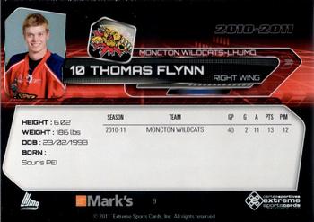 2010-11 Extreme Moncton Wildcats QMJHL #9 Thomas Flynn Back