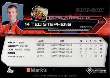 2010-11 Extreme Moncton Wildcats QMJHL #11 Ted Stephens Back