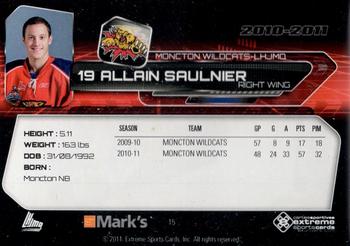 2010-11 Extreme Moncton Wildcats QMJHL #15 Allain Saulnier Back