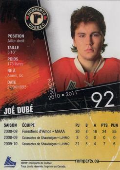 2010-11 Quebec Remparts (QMJHL) #NNO Joe Dube Back