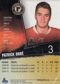 2010-11 Quebec Remparts (QMJHL) #NNO Patrick Dore Back