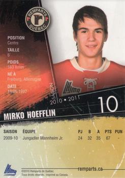 2010-11 Quebec Remparts (QMJHL) #NNO Mirko Hoefflin Back
