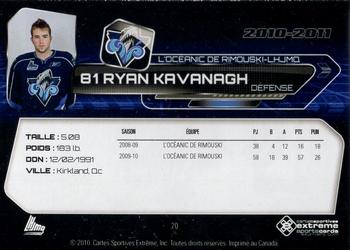 2010-11 Extreme Rimouski Oceanic QMJHL #20 Ryan Kavanagh Back