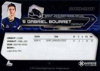 2010-11 Extreme Saint John Sea Dogs (QMJHL) #5 Gabriel Bourret Back