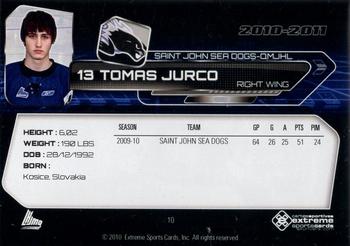 2010-11 Extreme Saint John Sea Dogs (QMJHL) #10 Tomas Jurco Back