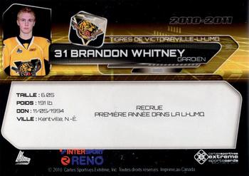 2010-11 Extreme Victoriaville Tigres (QMJHL) #2 Brandon Whitney Back