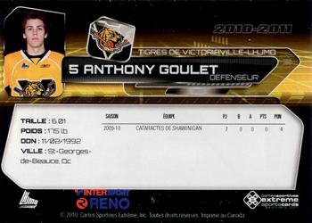 2010-11 Extreme Victoriaville Tigres (QMJHL) #5 Anthony Goulet Back