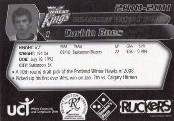 2010-11 Ruckers Brandon Wheat Kings (WHL) #NNO Corbin Boes Back