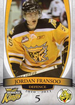 2010-11 Ruckers Brandon Wheat Kings (WHL) #NNO Jordan Fransoo Front