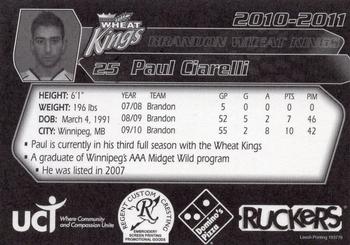 2010-11 Ruckers Brandon Wheat Kings (WHL) #NNO Paul Ciarelli Back