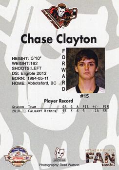 2010-11 Calgary Hitmen (WHL) Booster Club #3 Chase Clayton Back